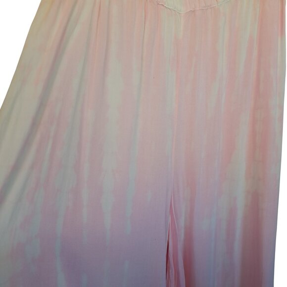 Kiwi & Punch Pink Tie Dye High Slit Y2K Wide Leg Lightweight Festival Pants Sz L - Picture 6 of 11